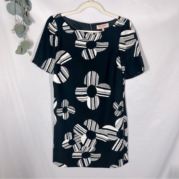 Juicy Couture | Black & White Floral Short Sleeve Dress Size 4 - Picture 1 of 12